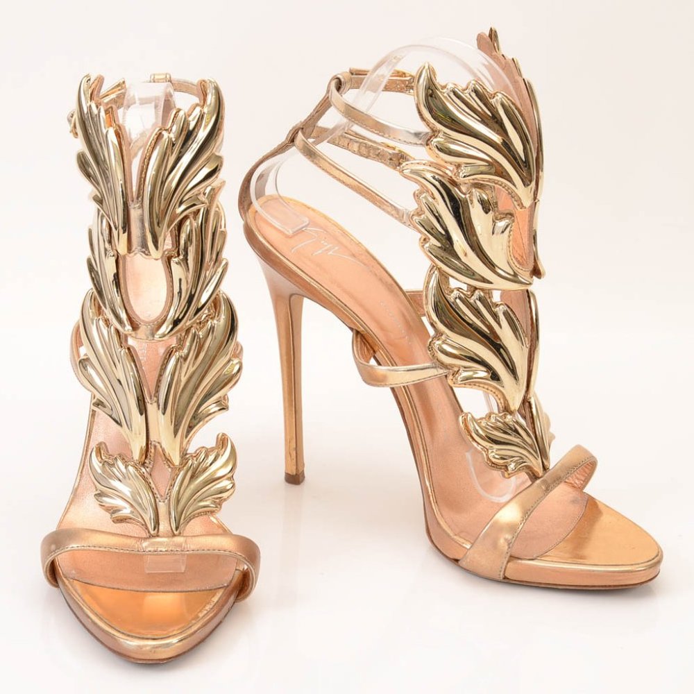 Giuseppe Zanotti rose gold winged metallic sandals